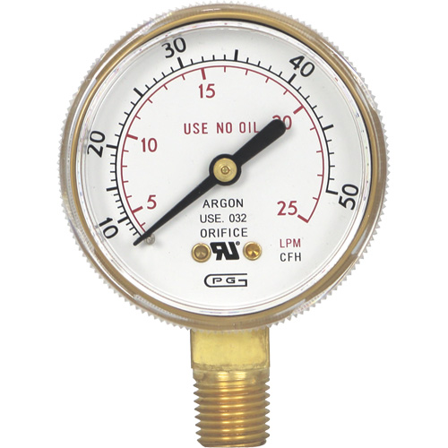 Pressure Gauges, 2" , 0-50 SCFH, Bottom Mount, Analogue Mukwa Safety Services