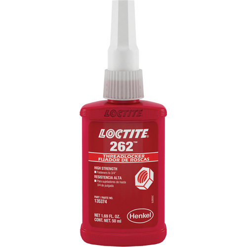 Threadlocker 262 , Red, High, 50 ml, Bottle Mukwa Safety Services