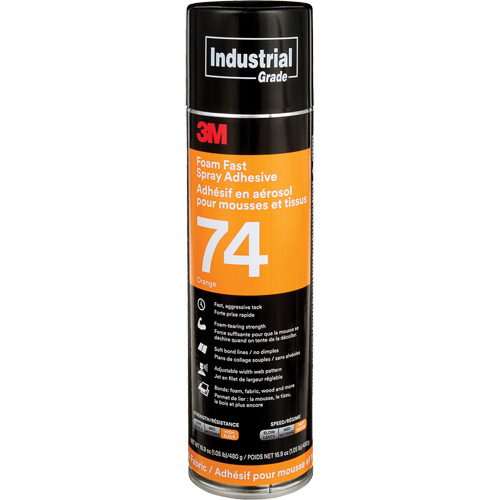 Adh&eacute;sif en a&eacute;rosol pour mousse et tissu, Orange, Canette a&eacute;rosol Mukwa Safety Services