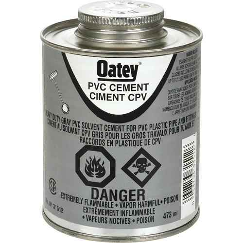Ciment de PVC d'usage intense, 473 ml, Canette &agrave; dessus brosse, Gris Mukwa Safety Services