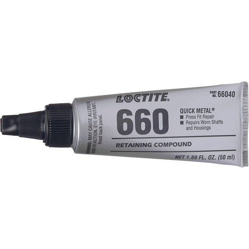 Compos&eacute; de retenue pour r&eacute;paration ajust&eacute; &agrave; la presse Quick Metal 660, 50 ml, Tube, Argent Mukwa Safety Services
