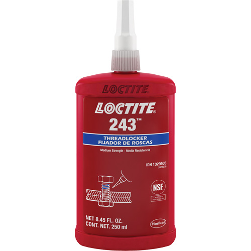 Threadlocker 243 Oil Tolerant, Blue, Medium, 250 ml, Bottle Mukwa Safety Services