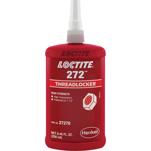 Threadlocker 272 High Temperature, Red, High, 250 ml, Bottle Mukwa Safety Services