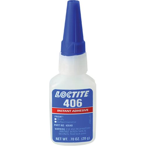 Adh&eacute;sif instantan&eacute; Prism 406, Transparent, Bouteille, 0,7 liq. oz. Mukwa Safety Services