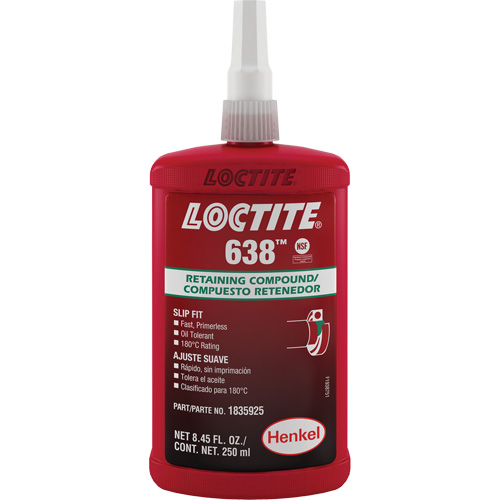 Loctite&reg; 638 Retaining Compound, 250 ml, Bottle, Green Mukwa Safety Services