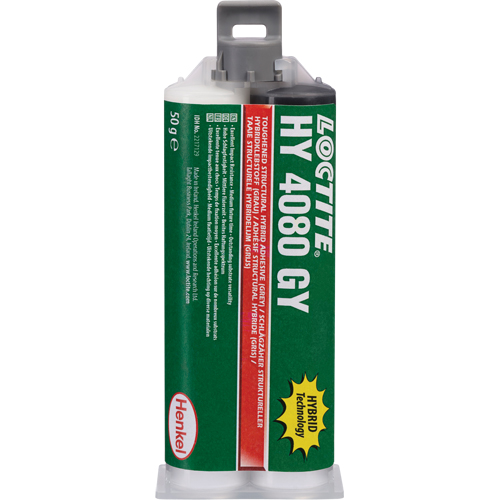 Adh&eacute;sif hybride pour r&eacute;parations structurales HY 4080 GY, Deux composants, Cartouche double, 50 g, Gris Mukwa Safety Services