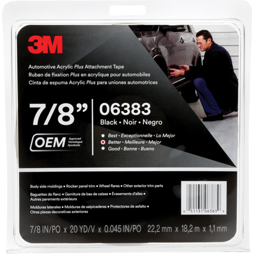 3M Automotive Acrylic Tape, 18 M (60') L x 22 mm (7/8") W, 45 mils, Acrylic Mukwa Safety Services