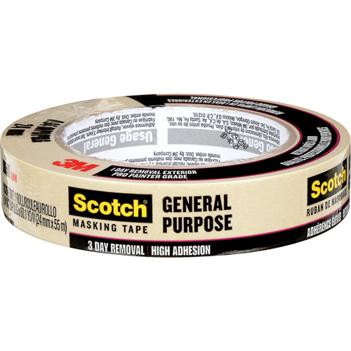 Scotch&reg; General Purpose Masking Tape 2020, 24 mm (1") x 55 m (180'), Tan Mukwa Safety Services