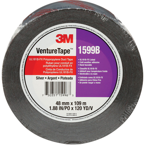 1599B Venture Tape Polypropylene Tape, 3 mils, Silver, 48 mm (2") x 109.7 m (359.9') Mukwa Safety Services