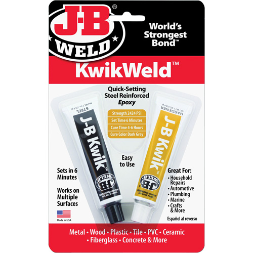 KwikWeld Epoxy, Two-Part, Tube, 2 oz., Grey Mukwa Safety Services