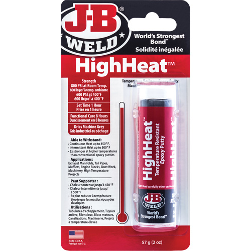 Colle &eacute;poxyde r&eacute;sistant aux temp&eacute;ratures &eacute;lev&eacute;es HighHeat, 2 oz, B&acirc;ton, Gris Mukwa Safety Services