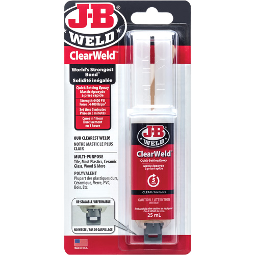 ClearWeld Adhesive, 25 ml, Syringe, Two-Part, Clear Mukwa Safety Services