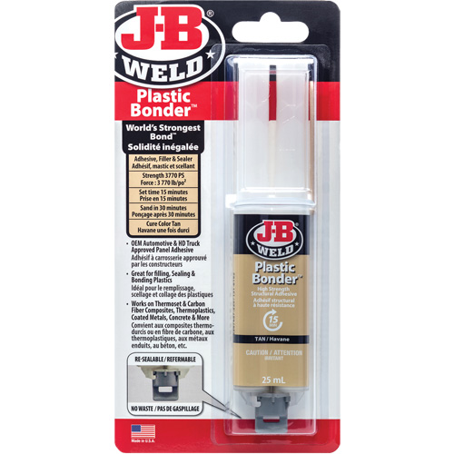 Plastic Bonder Adhesive, 25 ml, Syringe, Two-Part, Tan Mukwa Safety Services