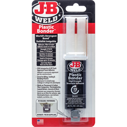 Plastic Bonder Adhesive, 25 ml, Syringe, Two-Part, Black Mukwa Safety Services