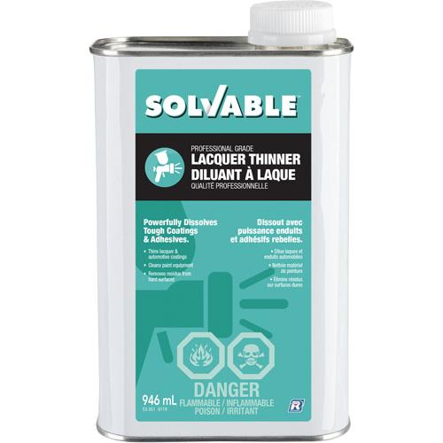Professional Grade Lacquer Thinner, Rectangular Can, 946 ml Mukwa Safety Services