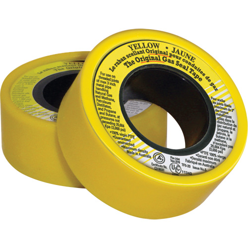 Ruban d'&eacute;tanch&eacute;it&eacute; pour filet en PTFE, 236" lo x 3/4" la, Jaune Mukwa Safety Services