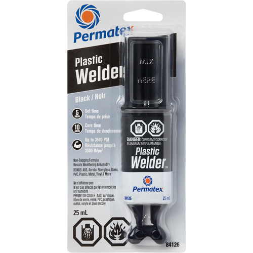 Colle &eacute;poxyde Plastic Welder, 25 ml, Seringue, Deux composants, Noir Mukwa Safety Services