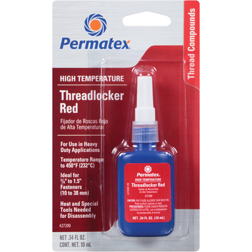 Adh&eacute;sif frein-filet pour temp&eacute;ratures &eacute;lev&eacute;es, Rouge, &eacute;lev&eacute;, 10 ml, Bouteille Mukwa Safety Services