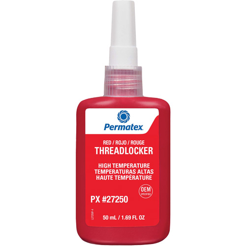 High Temperature Threadlocker, Red, High, 50 ml, Bottle Mukwa Safety Services