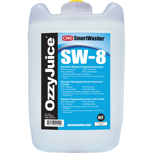 Solution de d&eacute;graissage pour avions et armes SW-8 SmartWasher Ozzyjuice, Cruche Mukwa Safety Services