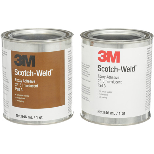 Adh&eacute;sif Scotch-Weld, 32 oz liq., Trousse, Deux composants, Translucide Mukwa Safety Services