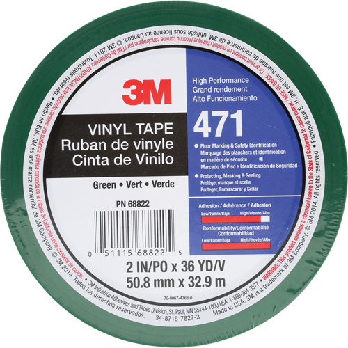 Ruban en vinyle 471, 50,8 mm (2") la x 32,9 m (108') lo, 5,2 mils, Vert Mukwa Safety Services