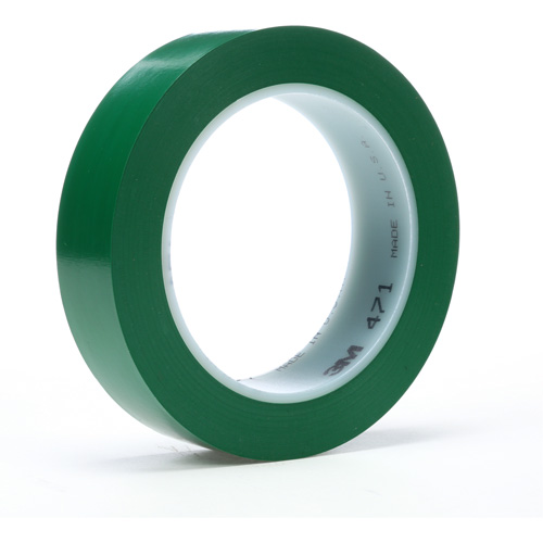 471 Vinyl Tape, 19 mm (3/4") W x 32.9 m (108') L, 5.2 mils, Green Mukwa Safety Services