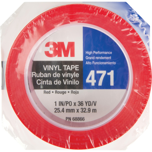 471 Vinyl Tape, 25.4 mm (1") W x 32.9 m (108') L, 5.3 mils, Red Mukwa Safety Services