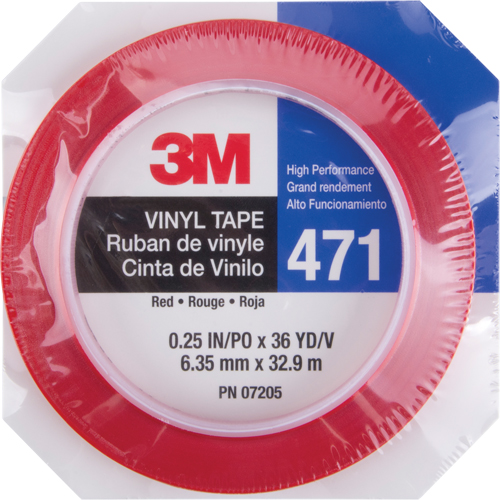 471 Vinyl Tape, 6 mm (1/4") W x 32.9 m (108') L, 5.3 mils, Red Mukwa Safety Services