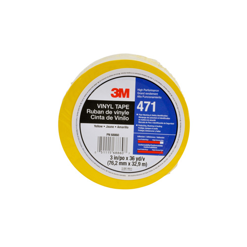 471 Vinyl Tape, 12 mm (1/2") W x 32.9 m (108') L, 5.2 mils, Yellow Mukwa Safety Services