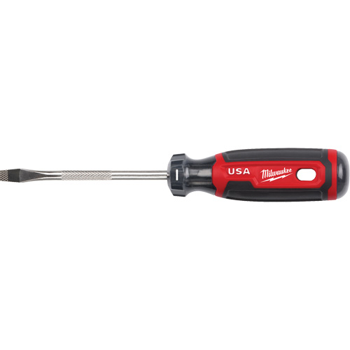Slotted Screwdriver, 1/4" Tip, Round, 211 mm L, Cushion Grip Handle Mukwa Safety Services