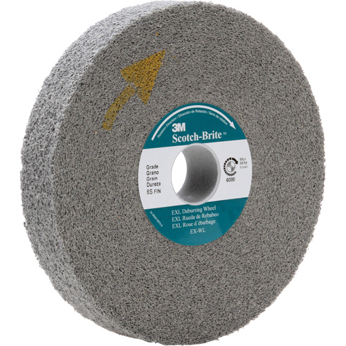Meule d'&eacute;barbage EXL Scotch-Brite, 8" x 1", Arbre de 3" Mukwa Safety Services
