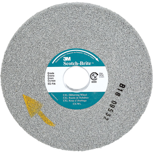 Meule d'&eacute;barbage EXL Scotch-Brite, 6" x 1/2", Arbre de 1", Carbure de silicium Mukwa Safety Services