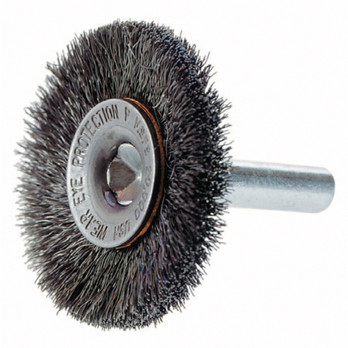 Brosses rotatives &agrave; fils cr&ecirc;p&eacute;s a/arbre 1/4", 3" dia., Fils 0,014", Arbre 1/4" Mukwa Safety Services