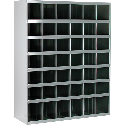 Steel Storage Bin Cabinet, 33-3/4" W x 12" D x 42" H, Grey Mukwa Safety Services