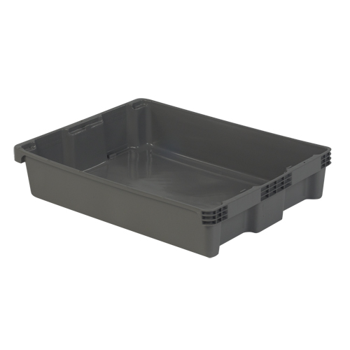 Polylewton Stack-N-Nest&reg; Containers, 6.1" x 29.6" x 22.4", Grey Mukwa Safety Services