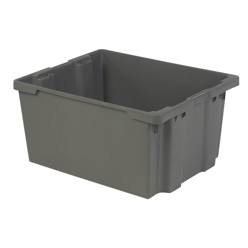 Polylewton Stack-N-Nest&reg; Containers, 15.1" x 30.1" x 24", Grey Mukwa Safety Services