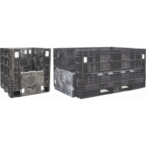 Conteneurs repliables en poly&eacute;thyl&egrave;ne, 48" lo x 40" la x 34" h, Noir Mukwa Safety Services