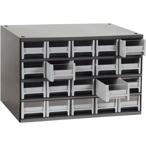 Modular Parts Cabinets, Steel, 20 Drawers, 17" x 10-9/16" x 2-1/16", Grey Mukwa Safety Services