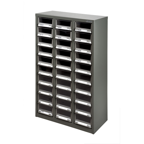 KPC-200 Parts Cabinet, Galvanized Steel, 30 Drawers, 21-3/10" x 10-2/5" x 36-9/10", Grey Mukwa Safety Services