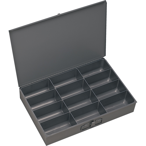Compartment Scoop Boxes, Steel, 12 Slots, 18" W x 12" D x 3" H, Grey Mukwa Safety Services