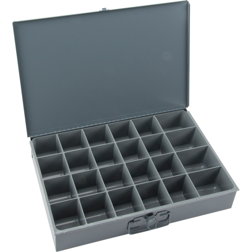 Boîtes &agrave; fond courb&eacute;, Acier, 24 compartiments, 18" la x 12" p, 3" h, Gris Mukwa Safety Services