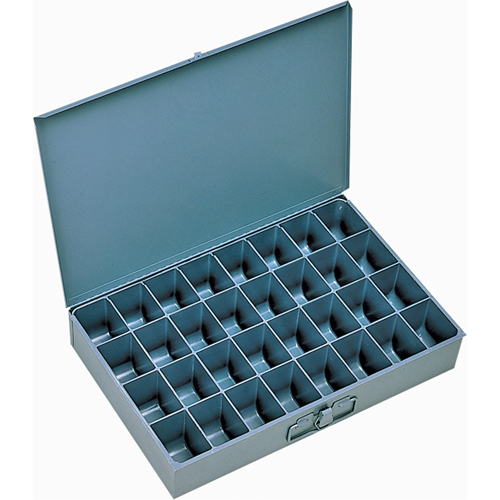 Compartment Scoop Boxes, Steel, 32 Slots, 18" W x 12" D x 3" H, Grey Mukwa Safety Services