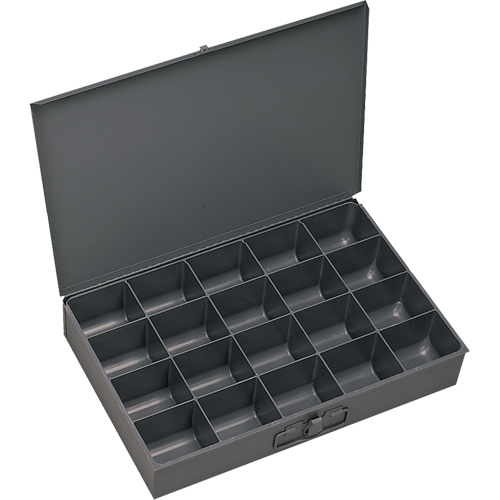 Compartment Scoop Boxes, Steel, 20 Slots, 13-3/8" W x 9-1/4" D x 2" H, Grey Mukwa Safety Services