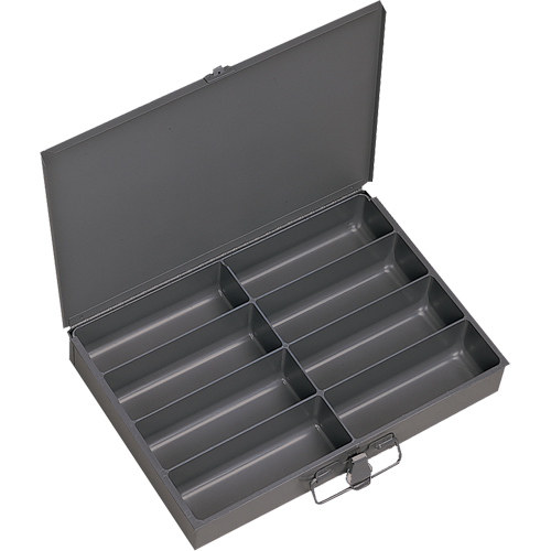 Compartment Scoop Boxes, Steel, 8 Slots, 13-3/8" W x 9-1/4" D x 2" H, Grey Mukwa Safety Services