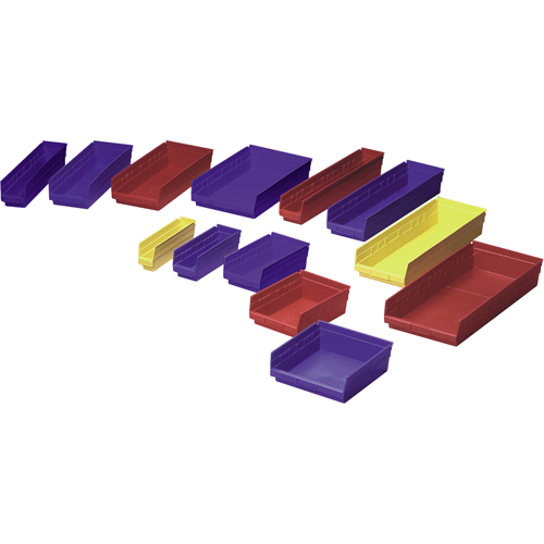 Shelf Bins, 8-3/8" W x 4" H x 17-7/8" D, Blue, 40 lbs. Capacity Mukwa Safety Services