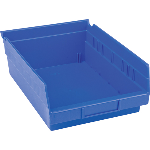 Plastic Shelf Bins, 8-3/8" W x 4" H x 11-5/8" D, Blue, 15 lbs. Capacity Mukwa Safety Services