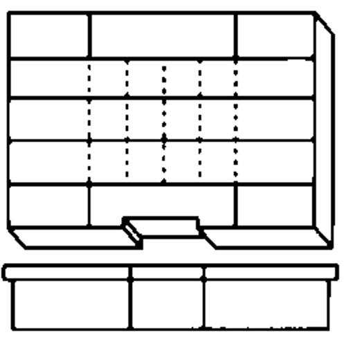 Compartment Case, Plastic, 15-1/2" W x 11-3/4" D x 2-1/2" H, Grey Mukwa Safety Services