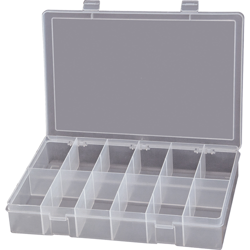 Compact Polypropylene Compartment Cases, 13-1/8" W x 9" D x 2-5/16" H, 12 Compartments Mukwa Safety Services