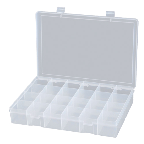 Compact Polypropylene Compartment Cases, 13-1/8" W x 9" D x 2-5/16" H, 24 Compartments Mukwa Safety Services